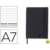LIBRETA LIDERPAPEL SIMIL PIEL A7 120 HOJAS 70G/M2 HORIZONTAL SIN MARGEN NEGRO