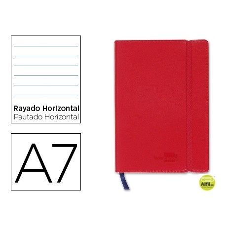 LIBRETA LIDERPAPEL SIMIL PIEL A7 120 HOJAS 70G/M2 HORIZONTAL SIN MARGEN ROJO