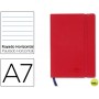 LIBRETA LIDERPAPEL SIMIL PIEL A7 120 HOJAS 70G/M2 HORIZONTAL SIN MARGEN ROJO