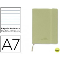 LIBRETA LIDERPAPEL SIMIL PIEL A7 120 HOJAS 70G/M2 HORIZONTAL SIN MARGEN VERDE