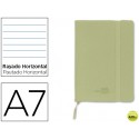 LIBRETA LIDERPAPEL SIMIL PIEL A7 120 HOJAS 70G/M2 HORIZONTAL SIN MARGEN VERDE