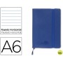 LIBRETA LIDERPAPEL SIMIL PIEL A6 120 HOJAS 70G/M2 HORIZONTAL SIN MARGEN AZUL