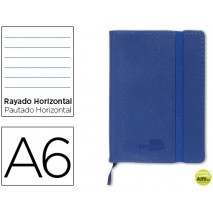 LIBRETA LIDERPAPEL SIMIL PIEL A6 120 HOJAS 70G/M2 HORIZONTAL SIN MARGEN AZUL
