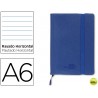 LIBRETA LIDERPAPEL SIMIL PIEL A6 120 HOJAS 70G/M2 HORIZONTAL SIN MARGEN AZUL