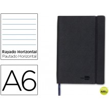 LIBRETA LIDERPAPEL SIMIL PIEL A6 120 HOJAS 70G/M2 HORIZONTAL SIN MARGEN NEGRO