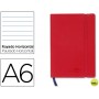 LIBRETA LIDERPAPEL SIMIL PIEL A6 120 HOJAS 70G/M2 HORIZONTAL SIN MARGEN ROJO