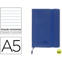 LIBRETA LIDERPAPEL SIMIL PIEL A5 120 HOJAS 70G/M2 HORIZONTAL SIN MARGEN AZUL
