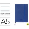 LIBRETA LIDERPAPEL SIMIL PIEL A5 120 HOJAS 70G/M2 HORIZONTAL SIN MARGEN AZUL