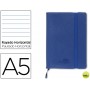 LIBRETA LIDERPAPEL SIMIL PIEL A5 120 HOJAS 70G/M2 HORIZONTAL SIN MARGEN AZUL