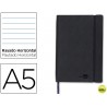 LIBRETA LIDERPAPEL SIMIL PIEL A5 120 HOJAS 70G/M2 HORIZONTAL SIN MARGEN NEGRO