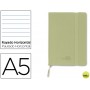 LIBRETA LIDERPAPEL SIMIL PIEL A5 120 HOJAS 70G/M2 HORIZONTAL SIN MARGEN VERDE