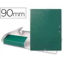 CARPETA PROYECTOS LIDERPAPEL FOLIO LOMO 90MM CARTON GOFRADO VERDE
