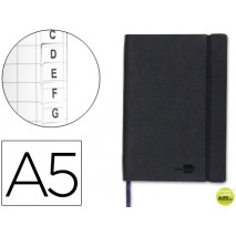 LIBRETA LIDERPAPEL SIMIL PIEL A5 120 HOJAS 70G/M2 INDICE NEGRO