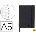 LIBRETA LIDERPAPEL SIMIL PIEL A5 120 HOJAS 70G/M2 INDICE NEGRO