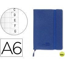 LIBRETA LIDERPAPEL SIMIL PIEL A6 120 HOJAS 70G/M2 INDICE AZUL