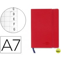 LIBRETA LIDERPAPEL SIMIL PIEL A7 120 HOJAS 70G/M2 INDICE ROJO