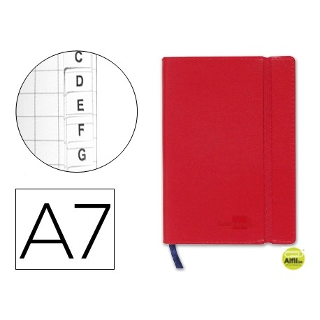LIBRETA LIDERPAPEL SIMIL PIEL A7 120 HOJAS 70G/M2 INDICE ROJO