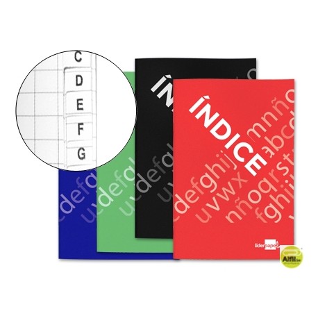 INDICE LIDERPAPEL TAPA CARTONCILLO CUARTO 24 HOJAS 70G/M2 COLORES SURTIDOS
