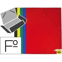 CARPETA GOMAS LIDERPAPEL FOLIO 3 SOLAPAS CARTON PLASTIFICADO COLORES SURTIDOS
