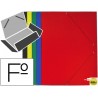 CARPETA GOMAS LIDERPAPEL FOLIO 3 SOLAPAS CARTON PLASTIFICADO COLORES SURTIDOS