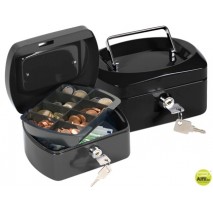 CAJA CAUDALES Q-CONNECT 6" 152X115X80 MM NEGRA CON PORTAMONEDAS