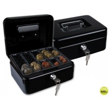 CAJA CAUDALES Q-CONNECT 8" 200X160X90 MM NEGRA CON PORTAMONEDAS