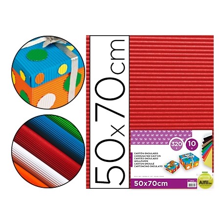 CARTON ONDULADO LIDERPAPEL 50 X 70CM 161G/M2 ROJO
