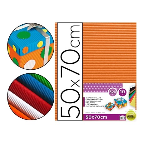 CARTON ONDULADO LIDERPAPEL 50 X 70CM 161G/M2 NARANJA