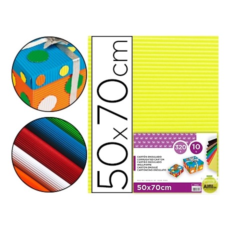 CARTON ONDULADO LIDERPAPEL 50 X 70CM 161G/M2 AMARILLO LIMON