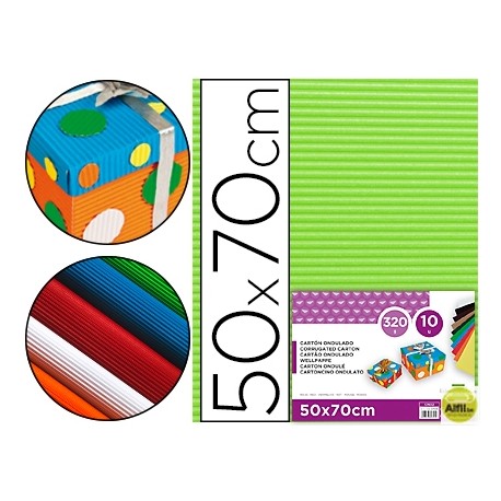 CARTON ONDULADO LIDERPAPEL 50 X 70CM 161G/M2 VERDE PISTACHO