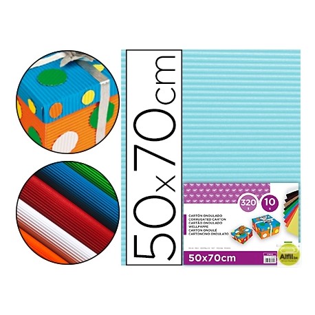 CARTON ONDULADO LIDERPAPEL 50 X 70CM 161G/M2 CELESTE