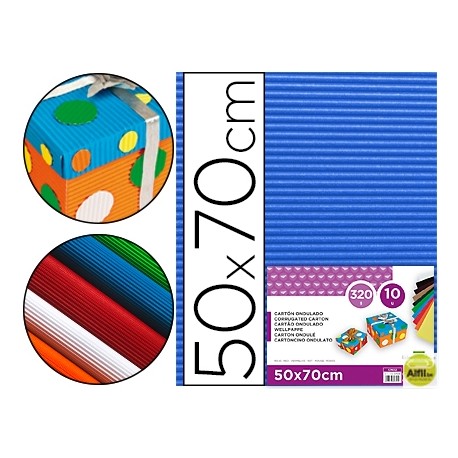 CARTON ONDULADO LIDERPAPEL 50 X 70CM 161G/M2 AZUL