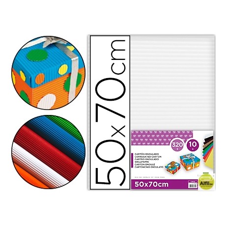 CARTON ONDULADO LIDERPAPEL 50 X 70CM 161G/M2 BLANCO