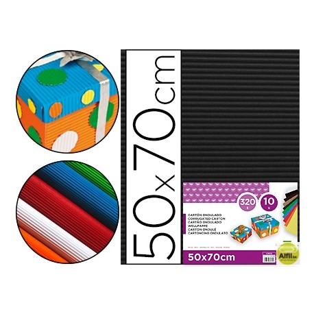 CARTON ONDULADO LIDERPAPEL 50 X 70CM 161G/M2 NEGRO