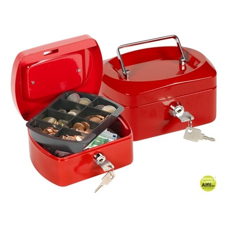 CAJA CAUDALES Q-CONNECT 6" 152X115X80 MM ROJA CON PORTAMONEDAS