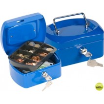 CAJA CAUDALES Q-CONNECT 6" 152X115X80 MM AZUL CON PORTAMONEDAS