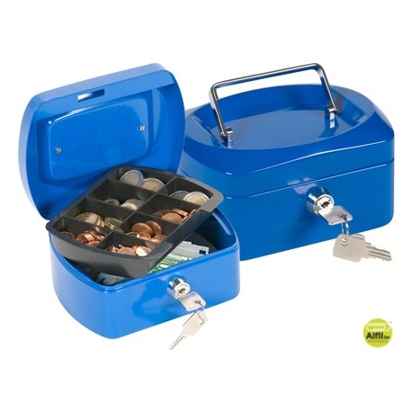 CAJA CAUDALES Q-CONNECT 6" 152X115X80 MM AZUL CON PORTAMONEDAS
