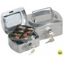 CAJA CAUDALES Q-CONNECT 6" 152X115X80 MM PLATA CON PORTAMONEDAS