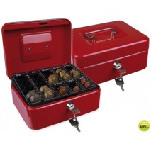 CAJA CAUDALES Q-CONNECT 8" 200X160X90 MM ROJA CON PORTAMONEDAS