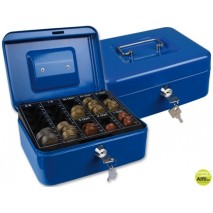 CAJA CAUDALES Q-CONNECT 8" 200X160X90 MM AZUL CON PORTAMONEDAS
