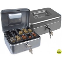 CAJA CAUDALES Q-CONNECT 8" 200X160X90 MM PLATA CON PORTAMONEDAS