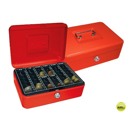 CAJA CAUDALES Q-CONNECT 10" 250X180X90 MM ROJA CON PORTAMONEDAS