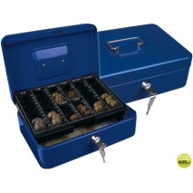 CAJA CAUDALES Q-CONNECT 10" 250X180X90 MM AZUL CON PORTAMONEDAS