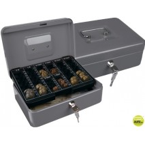 CAJA CAUDALES Q-CONNECT 10" 250X180X90 MM PLATA CON PORTAMONEDAS
