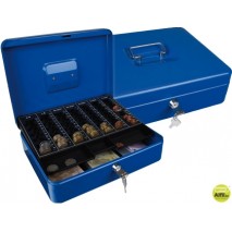 CAJA CAUDALES Q-CONNECT 12" 300X240X90 MM AZUL CON PORTAMONEDAS