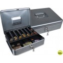 CAJA CAUDALES Q-CONNECT 12" 300X240X90 MM PLATA CON PORTAMONEDAS