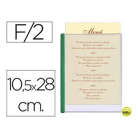 PORTA MENUS LIDERPAPEL PVC 10,5 X 28 CM CON 2 FUNDAS