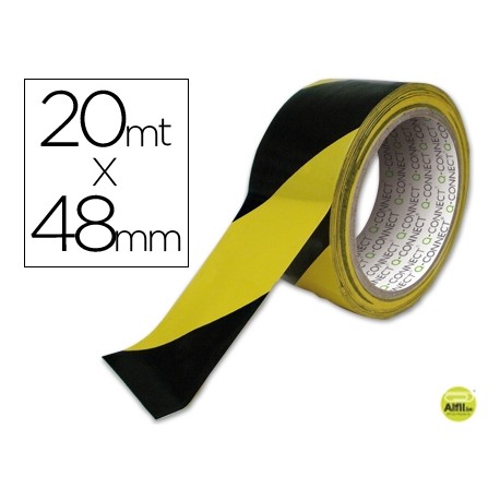 CINTA ADHESIVA Q-CONNECT DE SEGURIDAD AMARILLA Y NEGRA 20 MT X 48 MM