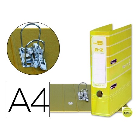 ARCHIVADOR DE PALANCA LIDERPAPEL A4 FILING SYSTEM FORRADO CON RADO LOMO 75MM AMARILLO COMPRESOR META