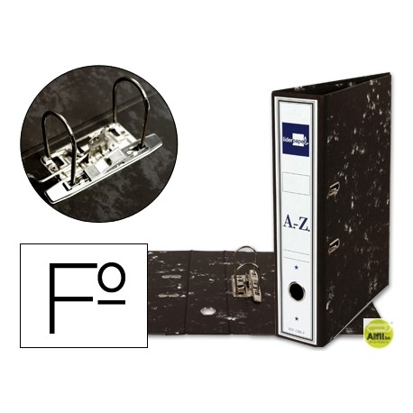 ARCHIVADOR DE PALANCA LIDERPAPEL FOLIO CLASSIC BLACK CARTON ENTRECOLADO CON RADO LOMO 75MM NEGRO COM